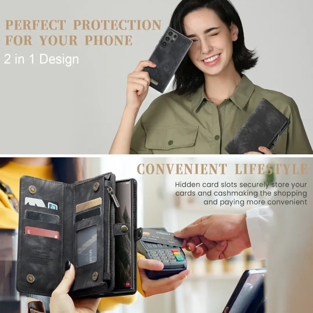 Caseme 008 Hoesje Samsung Galaxy S24 Ultra - Portemonnee 5 Pasjes - Zwart