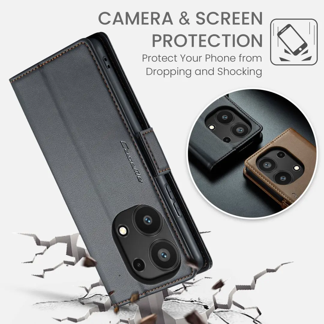 Caseme Wallet Case OPPO Reno 13/14 - RFID & Magneetsluiting - 3 Pasjes - Zwart