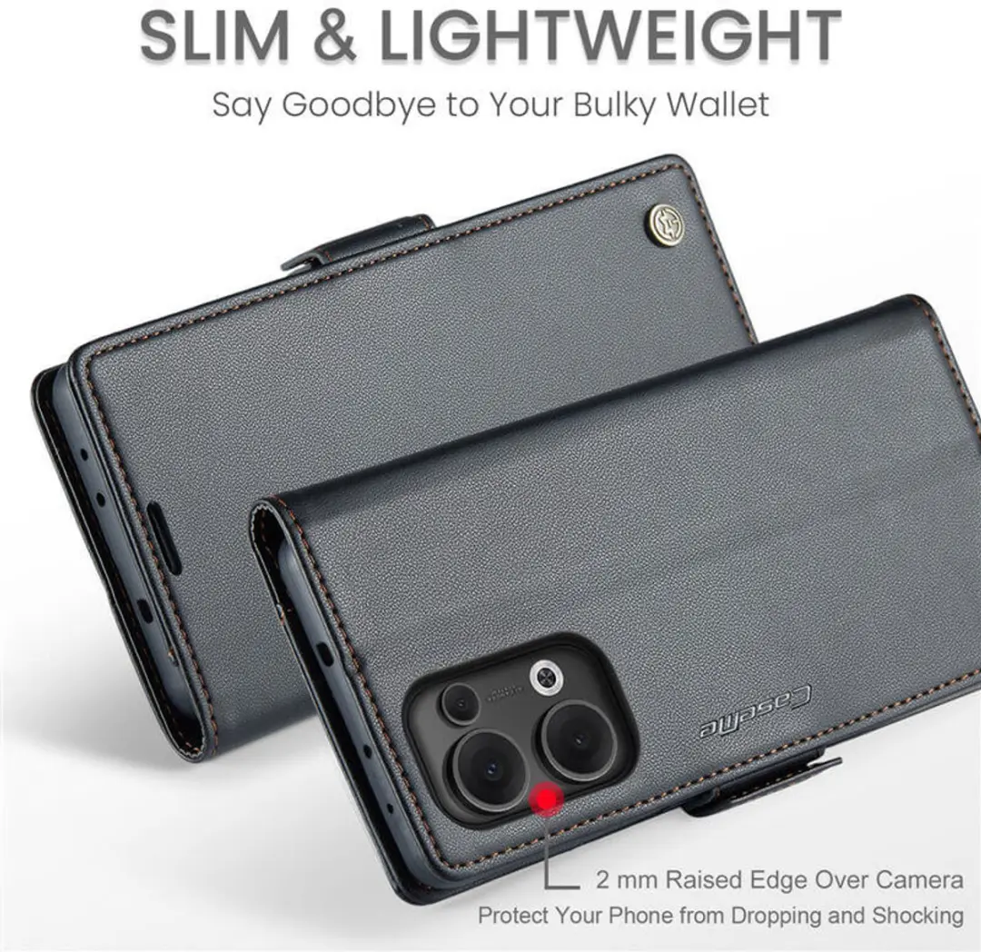 Caseme Wallet Case OPPO Reno 13/14 - RFID & Magneetsluiting - 3 Pasjes - Zwart