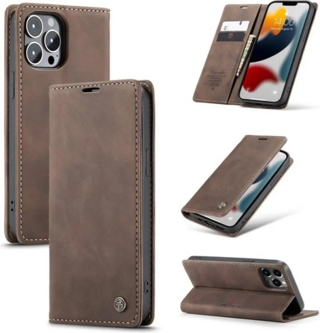 Caseme Bookcase Telefoonhoes iPhone 13 Pro Max - Donkerbruin