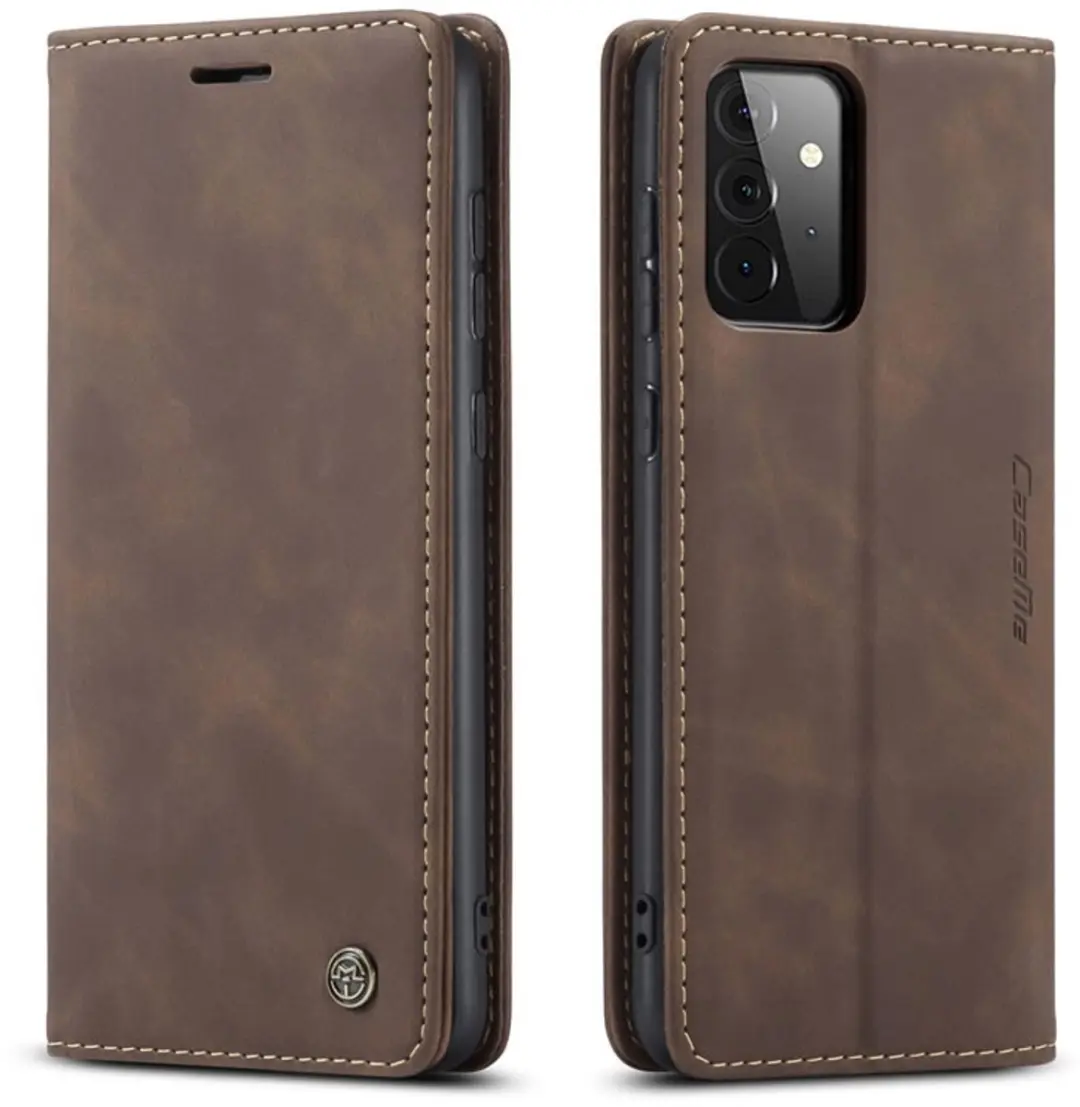 Caseme Hoesje Samsung Galaxy A72 5G Wallet Book - Magneetsluiting - Donker Bruin