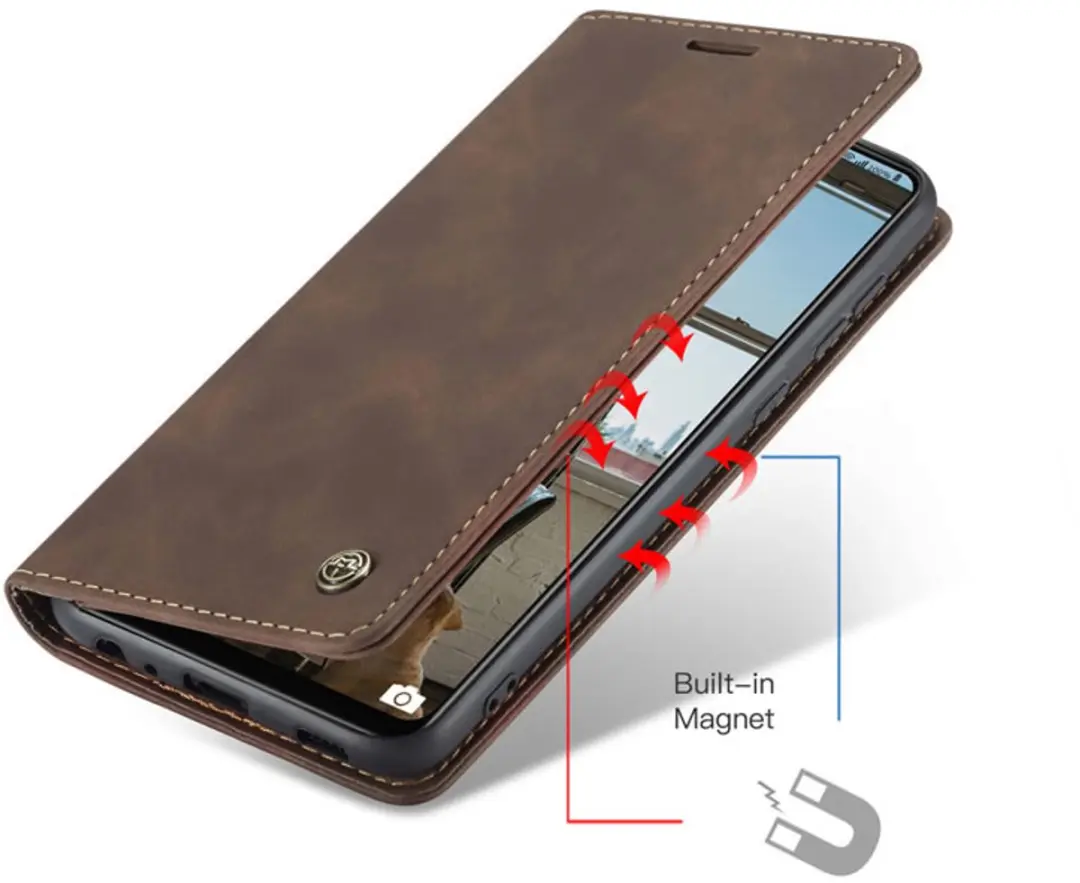 Caseme Hoesje Samsung Galaxy A72 5G Wallet Book - Magneetsluiting - Donker Bruin - afbeelding 6 van 6