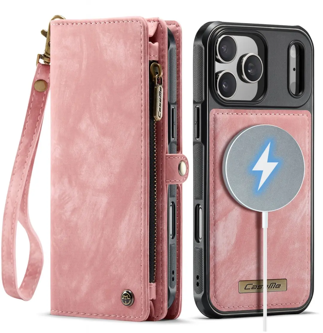 Caseme 008 iPhone 17 Pro Hoesje - Roze Portemonnee - 8 Pasjes - afbeelding 6 van 6