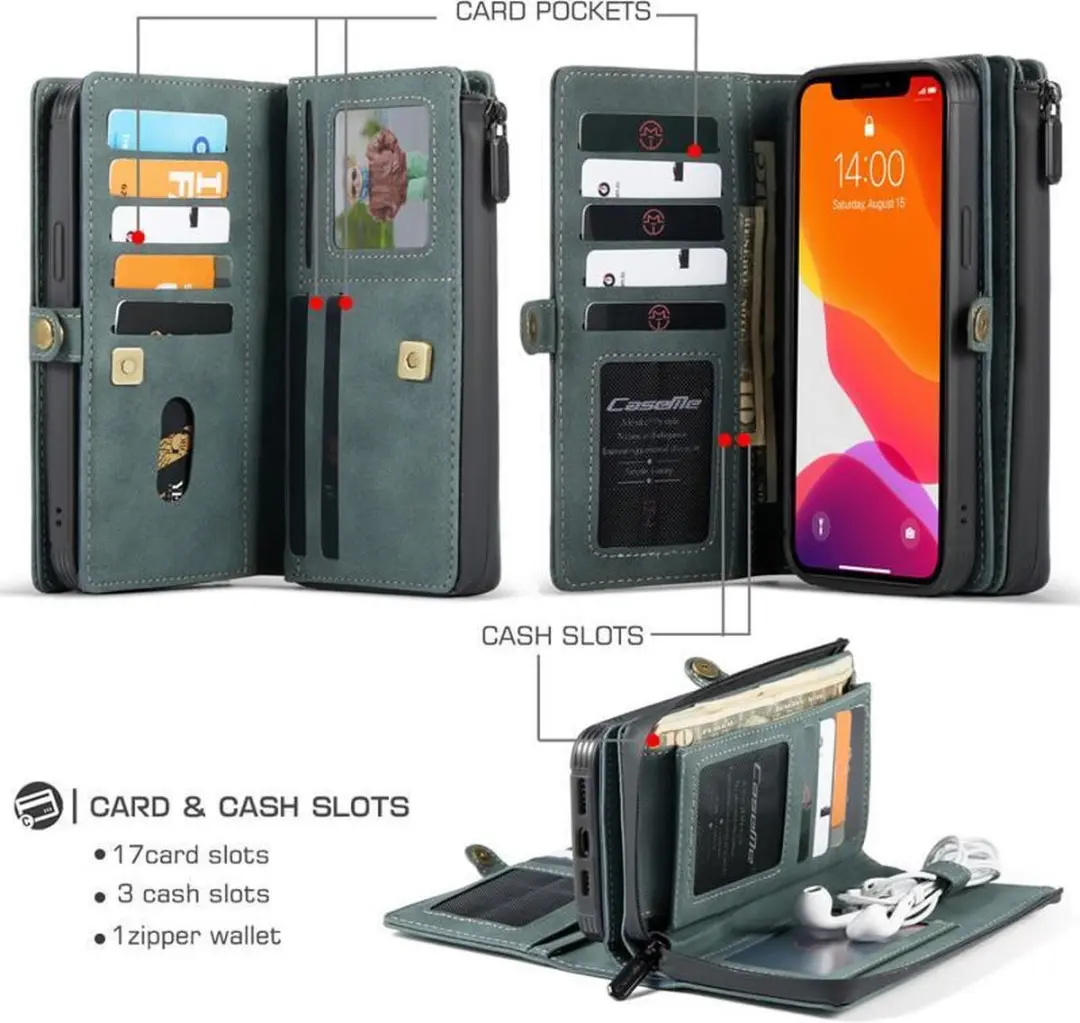 Caseme iPhone 13 Pro Wallet Book Case IP13P-40 - Donkerblauw