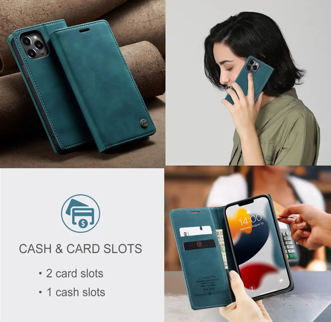 Caseme iPhone 13 Pro Wallet Book Case IP13P-40 - Donkerblauw