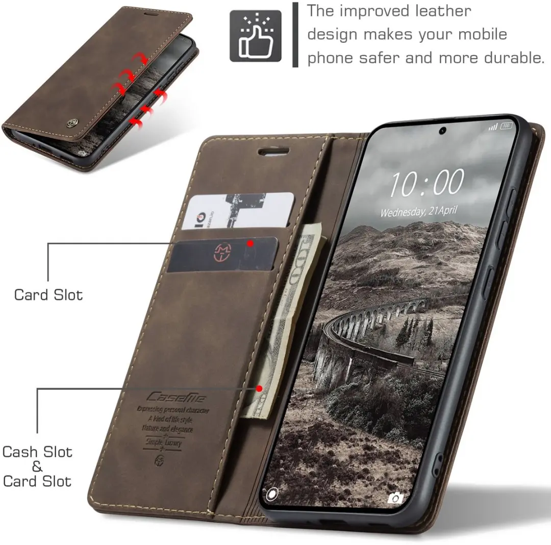Caseme 013 Book Case Hoesje Xiaomi 15T Pro - 2 Pasjes - Donkerbruin