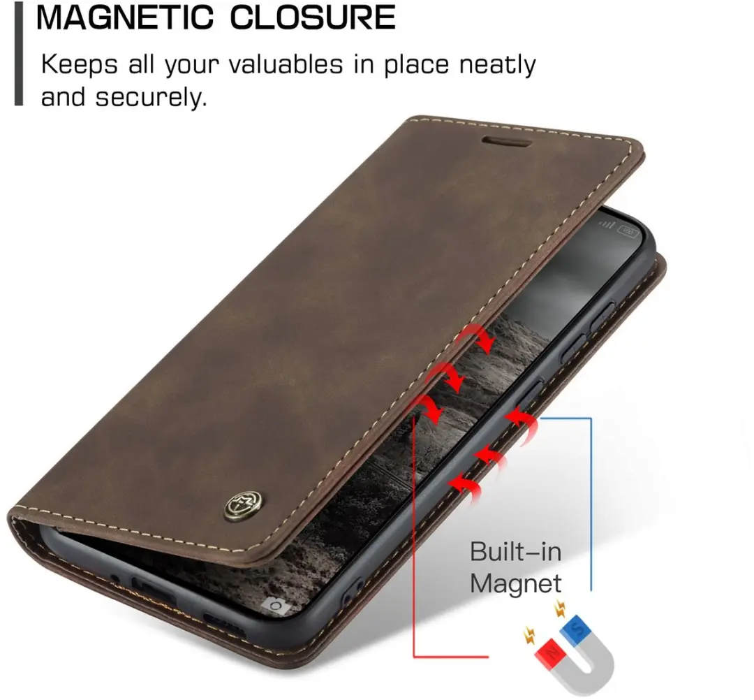 Caseme 013 Book Case Hoesje Xiaomi 15T Pro - 2 Pasjes - Donkerbruin