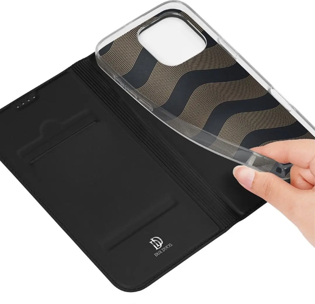 Dux Ducis iPhone 16 Pro Slim Bookcase Hoesje - Zwart