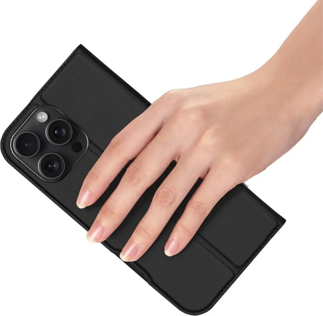 Dux Ducis iPhone 16 Pro Slim Bookcase Hoesje - Zwart