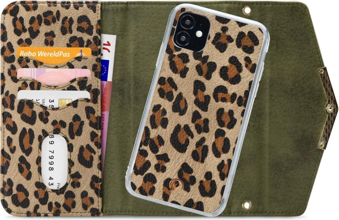 Mobilize iPhone 12 Mini Hoesje Luipaard Groen - 4 Pasjes - afbeelding 6 van 6