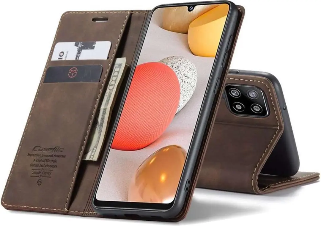 Caseme Retro Wallet Hoesje - Samsung Galaxy A42 - Coffee - 2 Pasjes