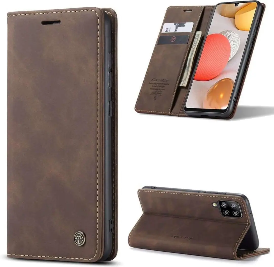 Caseme Retro Wallet Hoesje - Samsung Galaxy A42 - Coffee - 2 Pasjes