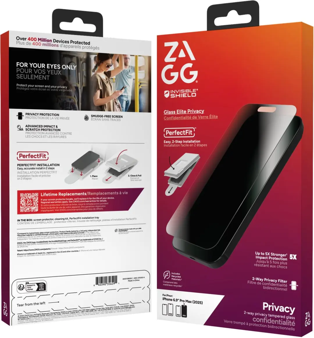 ZAGG InvisibleShield Glass Elite iPhone 17 Pro Max - Privacy Glas