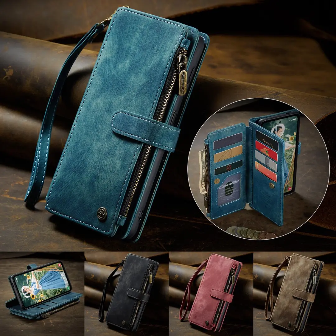CaseMe C30 Book Case Hoesje Samsung Galaxy S24 FE - Blauw - 10 Pasjes - afbeelding 6 van 6