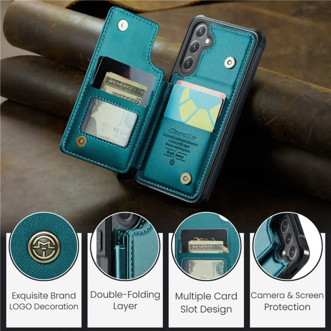 Caseme Portemonnee Backcover Galaxy S24 FE - Anti-RFID - Groen