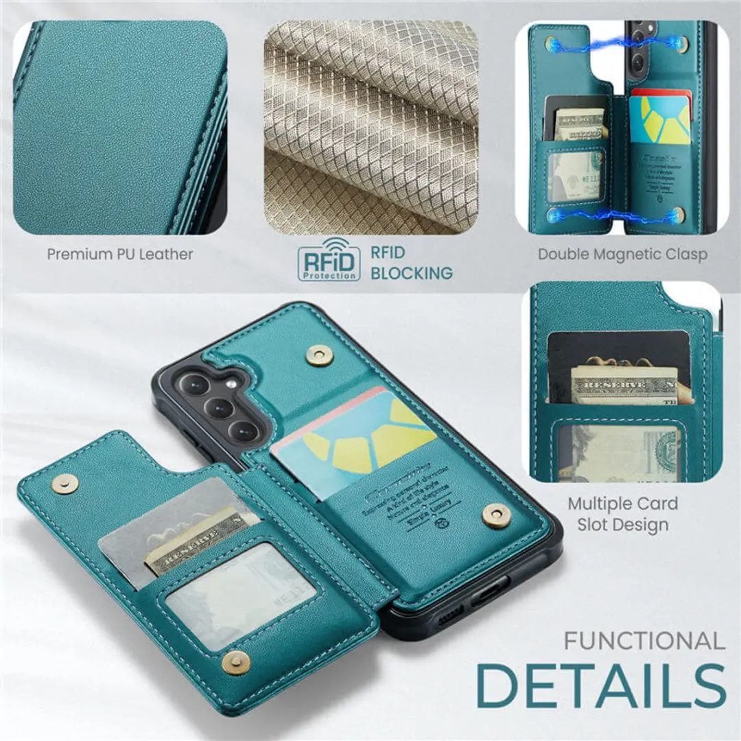 Caseme Portemonnee Backcover Galaxy S24 FE - Anti-RFID - Groen - afbeelding 6 van 6