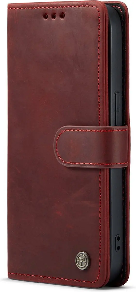 Caseme iPhone 14 Pro Hoesje - Effen Rood - 3 Pasjes