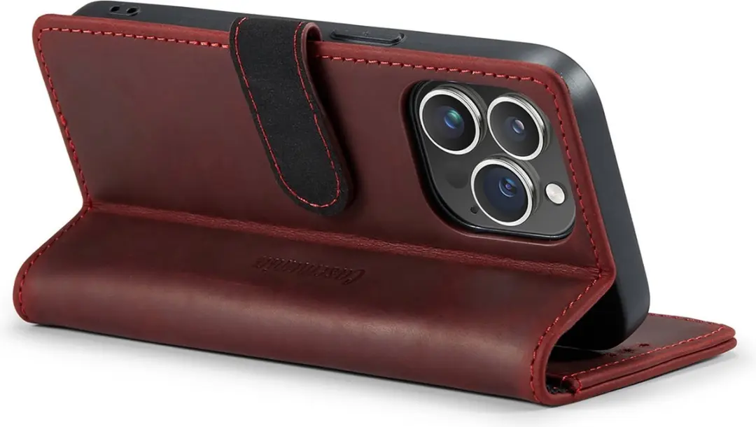 Caseme iPhone 14 Pro Hoesje - Effen Rood - 3 Pasjes
