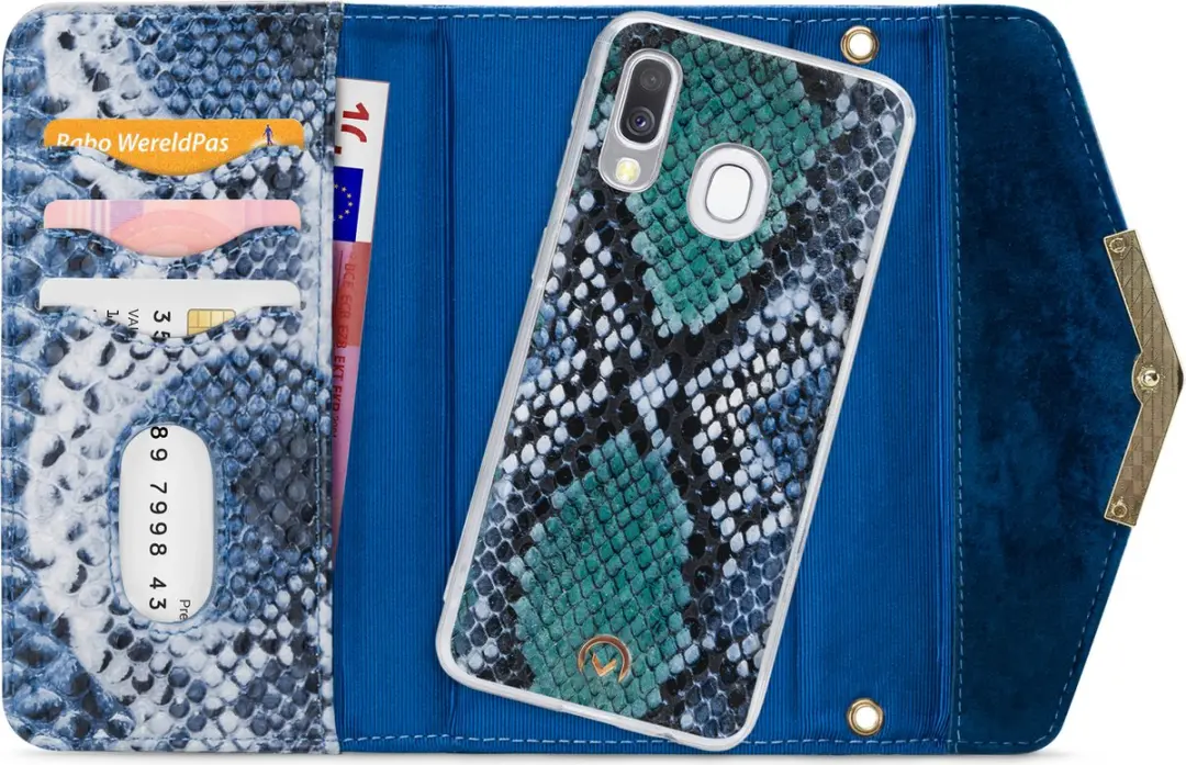 Mobilize Velvet Clutch Samsung Galaxy A40 - Royal Blue - 4 Pasjes