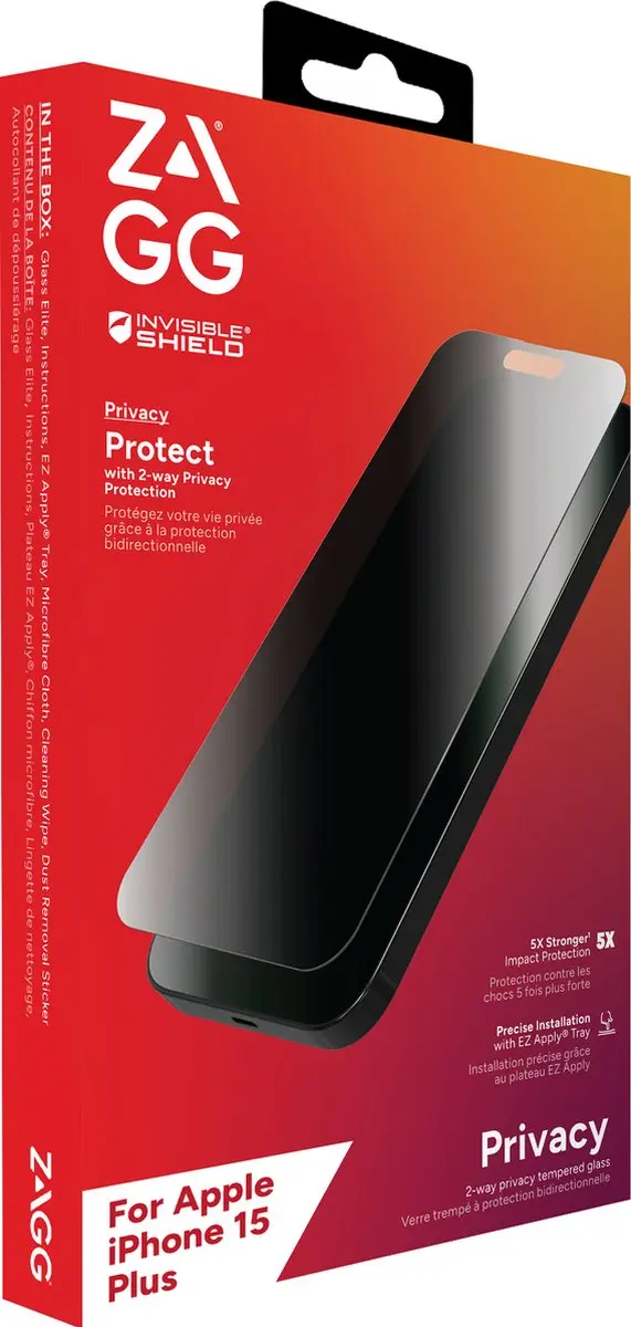 ZAGG InvisibleShield Glass Elite iPhone 15 Plus - Privacy Glas - afbeelding 6 van 6