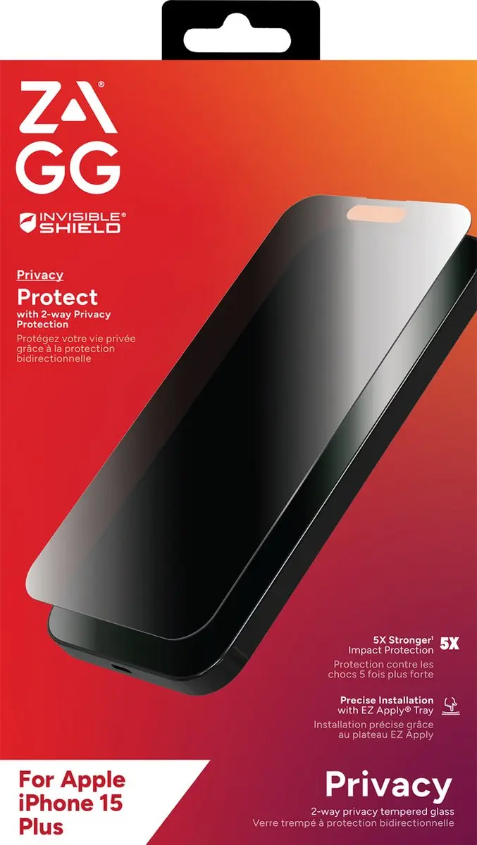 ZAGG InvisibleShield Glass Elite iPhone 15 Plus - Privacy Glas