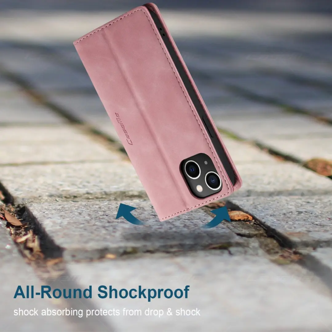 Caseme Retro Wallet Case CSM-37185 - iPhone 14 Plus - 2 Pasjes - Roze