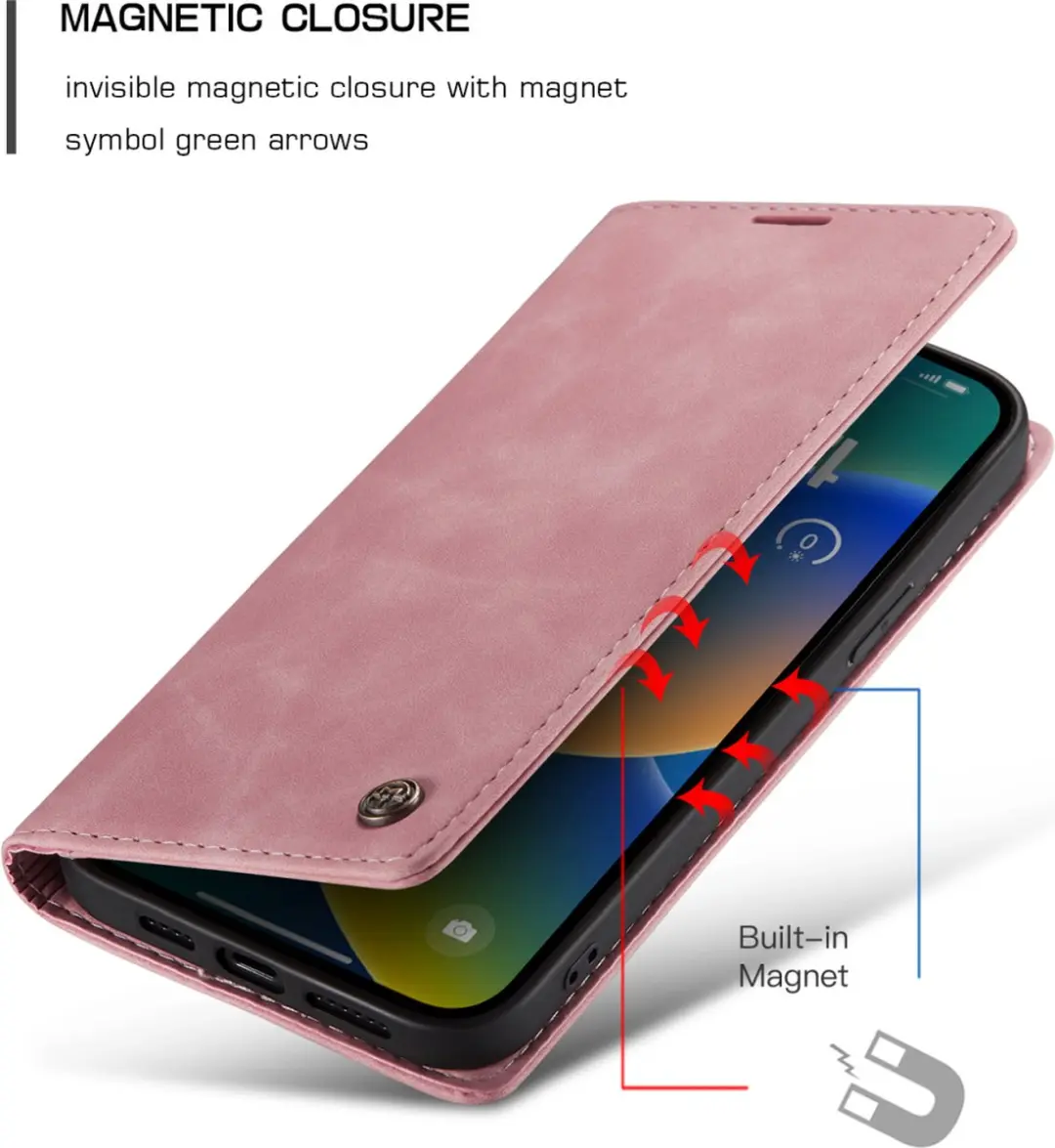 Caseme Retro Wallet Case CSM-37185 - iPhone 14 Plus - 2 Pasjes - Roze