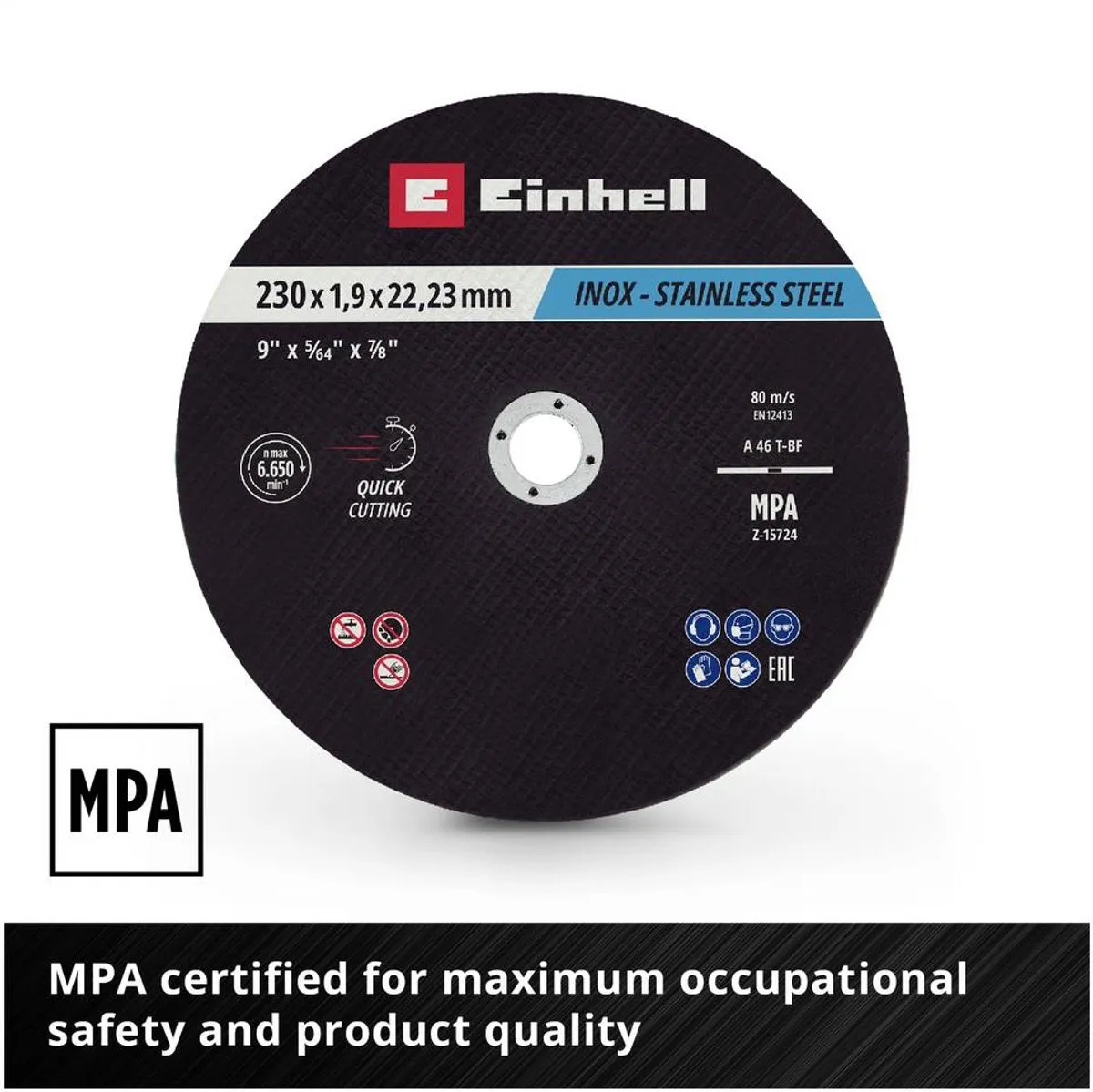Einhell 711524 Doorslijpschijfset 230mm - 10 Stuks - Metaal/RVS/Staal - afbeelding 6 van 6