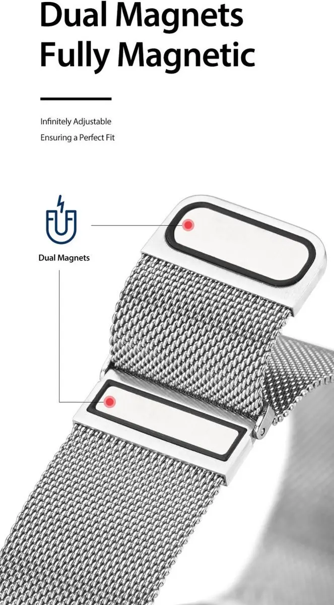 Dux Ducis Milanese Smartwatchband 22mm - Zilver