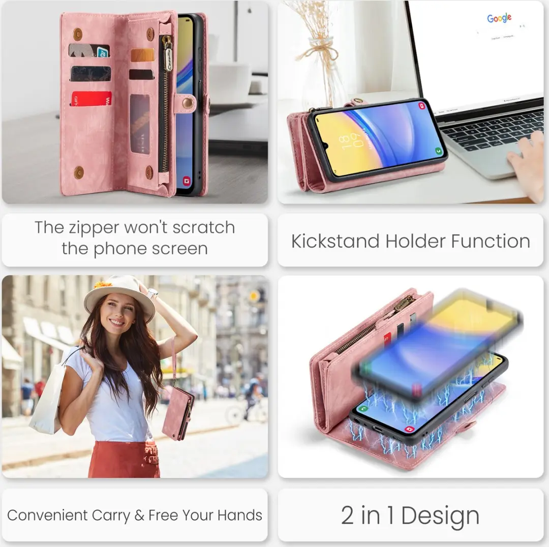 Caseme 008 Hoesje Samsung Galaxy A16 - Roze - 8 Pasjes