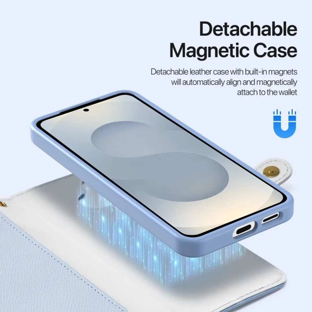 Dux Ducis Lawa Hoesje Samsung Galaxy S26 - Magnetisch 2-in-1 Wallet - 6 Pasjes - Lichtblauw