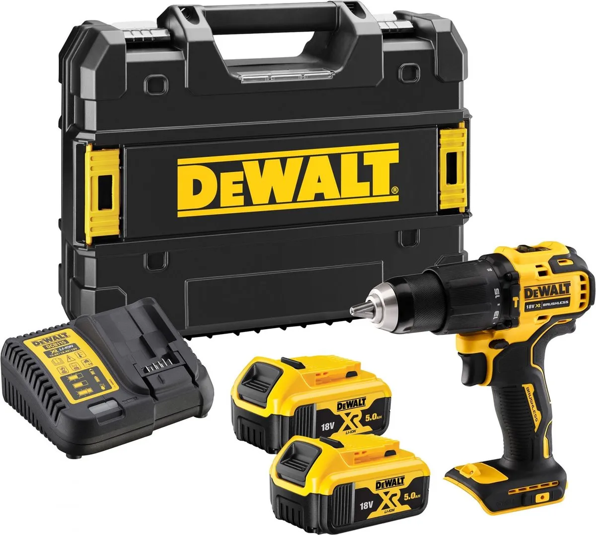 DeWalt DCD709P2T Klop-/schroefboormachine 18V - 2x 5.0Ah