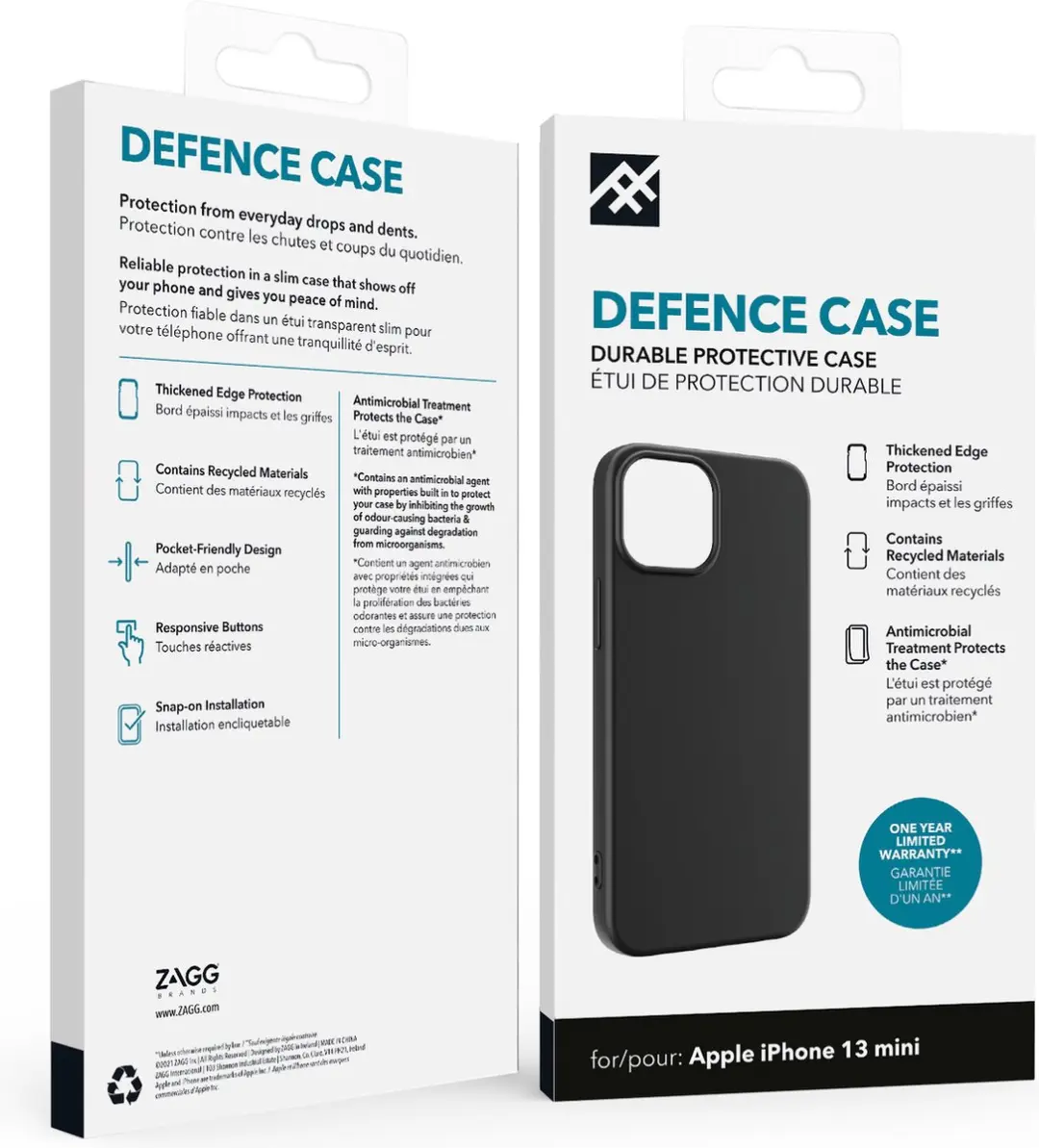 ZAGG Defence Back Cover iPhone 13 Mini 302008577 - Zwart