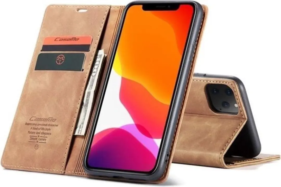 Caseme Luxe Bookcase Apple iPhone 12 Pro Max - 6 Stuks - Bruin