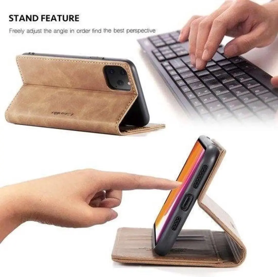 Caseme Luxe Bookcase Apple iPhone 12 Pro Max - 6 Stuks - Bruin