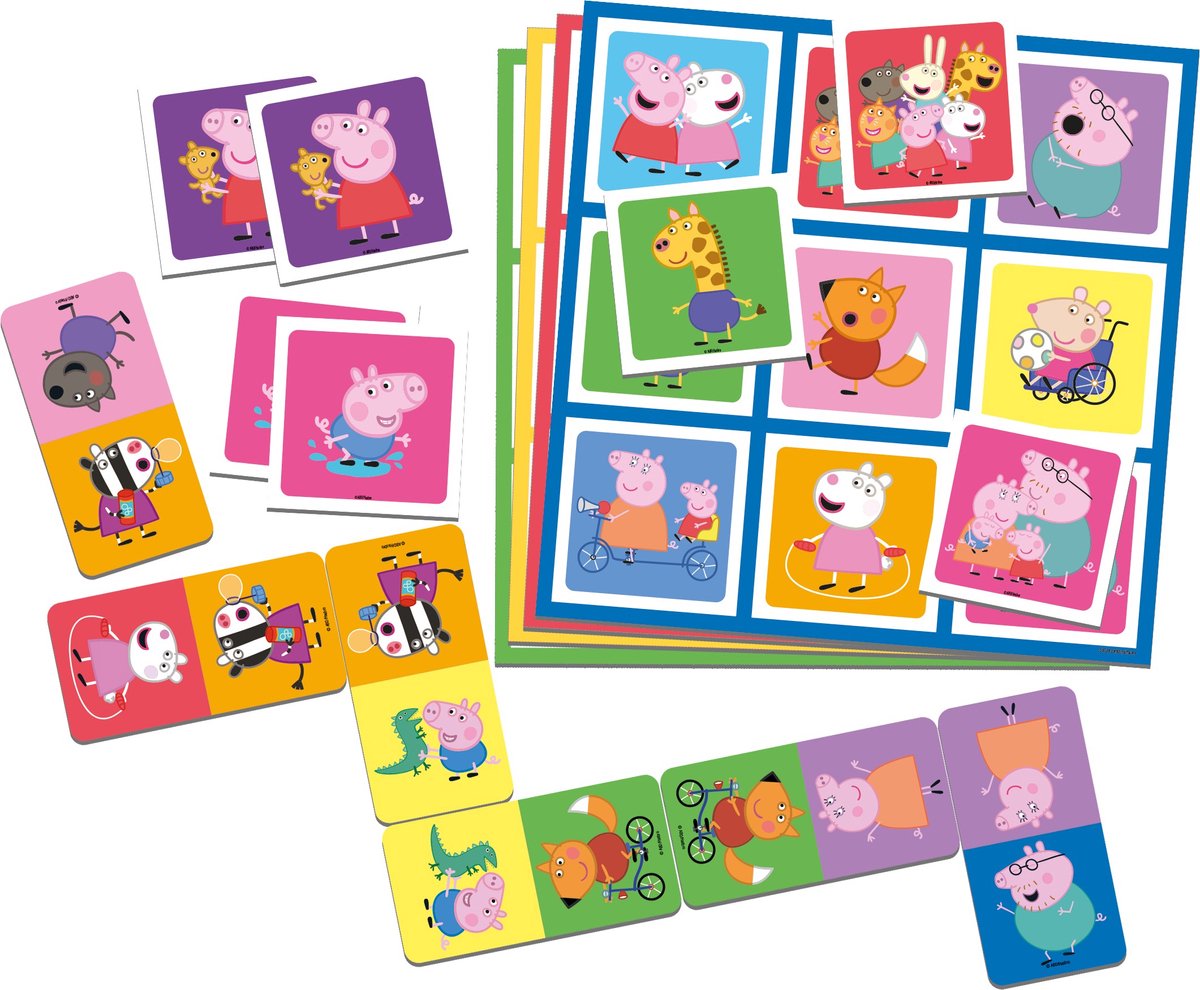 Tactic Peppa Pig 3-in-1 Spellenverzameling – Kaartspel – Lotto – Domino – Memo – Kinderspel vanaf 4 jaar