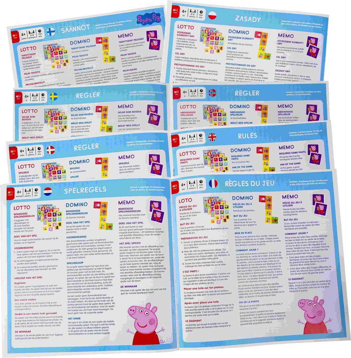 Tactic Peppa Pig 3-in-1 Spellenverzameling – Kaartspel – Lotto – Domino – Memo – Kinderspel vanaf 4 jaar