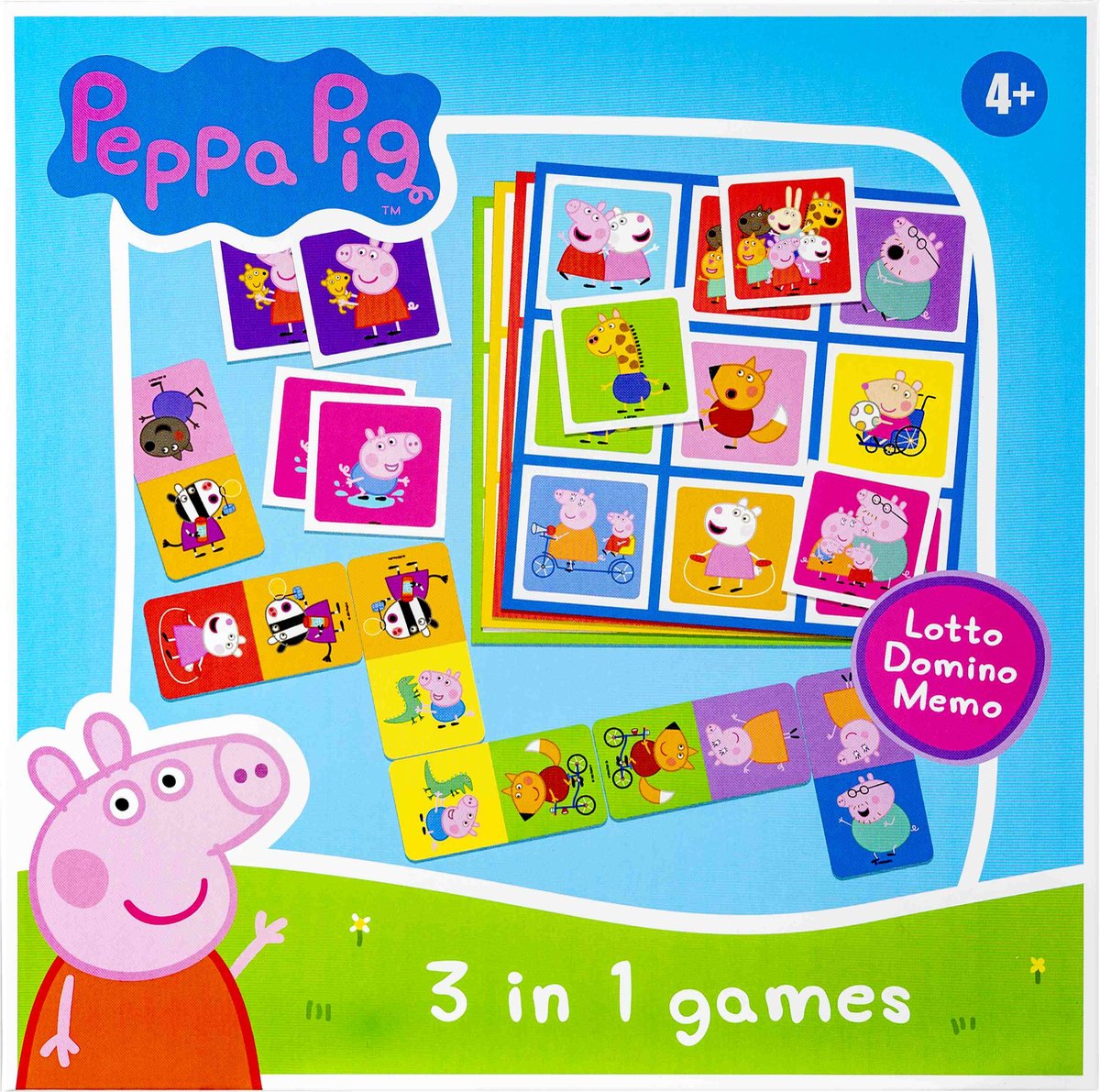Tactic Peppa Pig 3-in-1 Spellenverzameling – Kaartspel – Lotto – Domino – Memo – Kinderspel vanaf 4 jaar