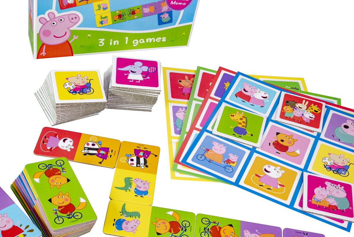 Tactic Peppa Pig 3-in-1 Spellenverzameling – Kaartspel – Lotto – Domino – Memo – Kinderspel vanaf 4 jaar