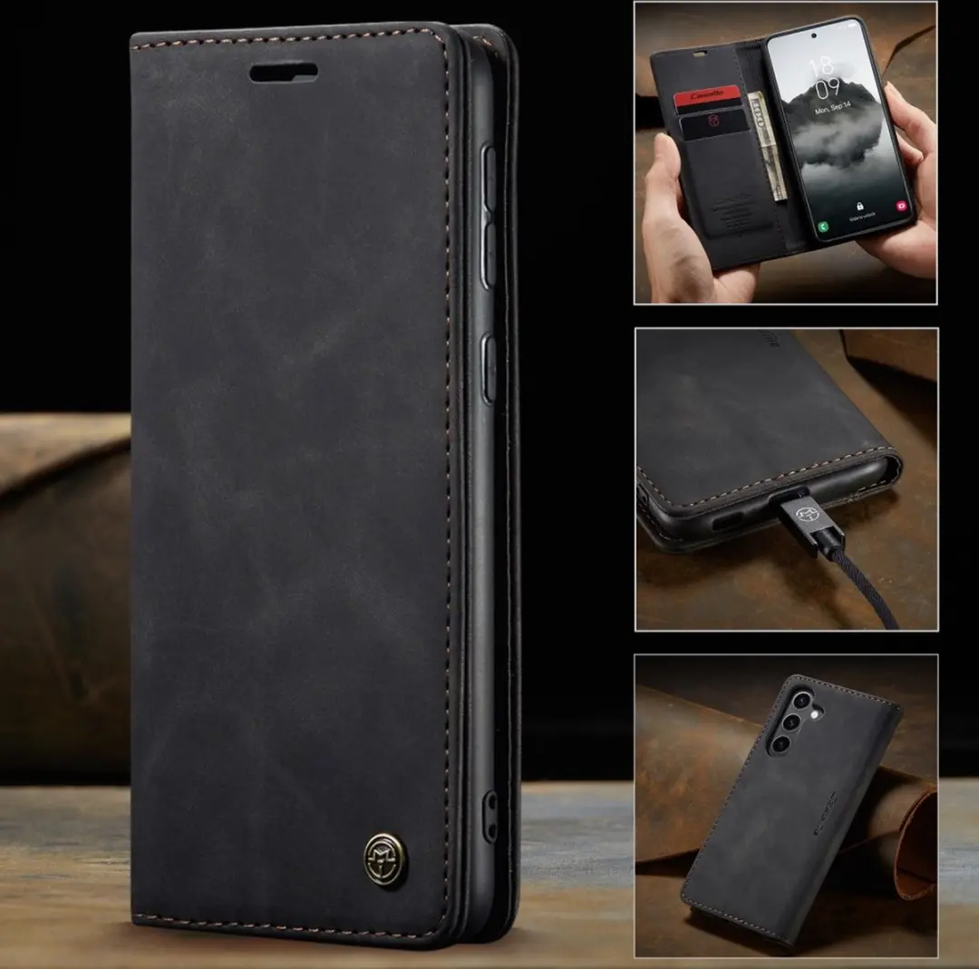 Caseme 013 Book Case Hoesje Samsung Galaxy S25 - 2 Pasjes - Zwart - afbeelding 6 van 6