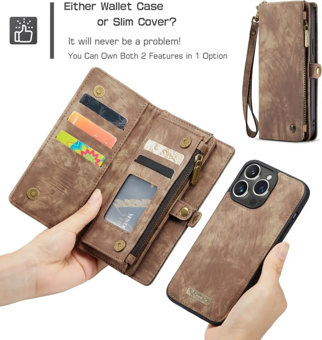 Caseme 008 iPhone 16 Pro Max Hoesje - Book Case & Portemonnee Bruin