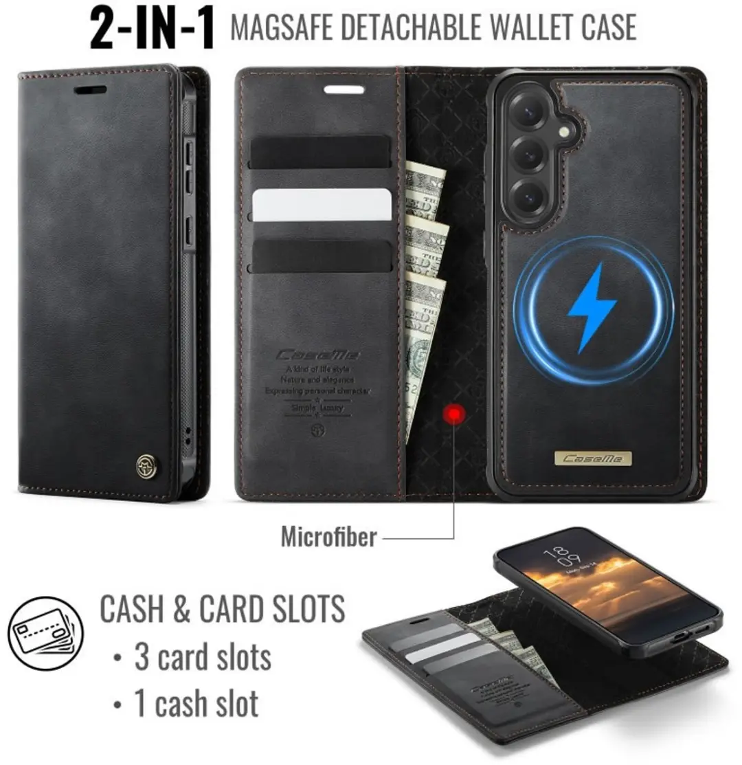 Caseme Luxe 2-in-1 Portemonneehoes Galaxy S25+/S24+ - Zwart