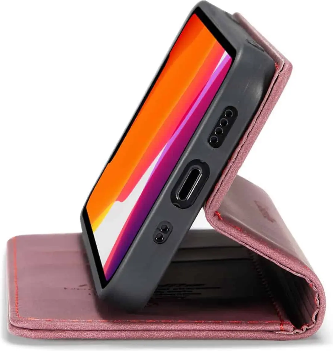 Caseme Retro Boekmodel Hoesje iPhone 12 Pro Max - Paars - 2 Stuks