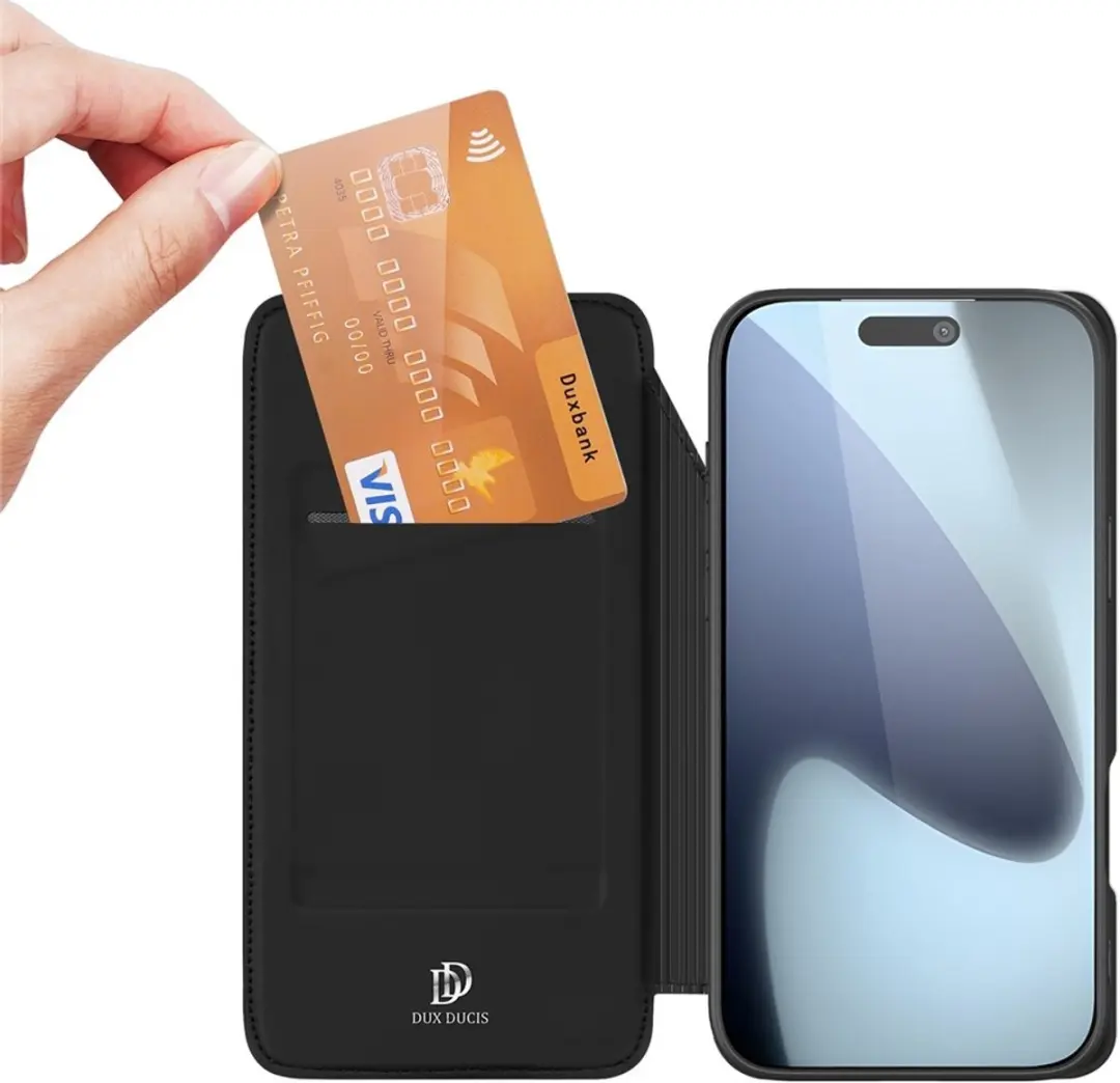 Dux Ducis iPhone 17 Pro Hoesje Slim Bookcase - Zwart - afbeelding 6 van 6
