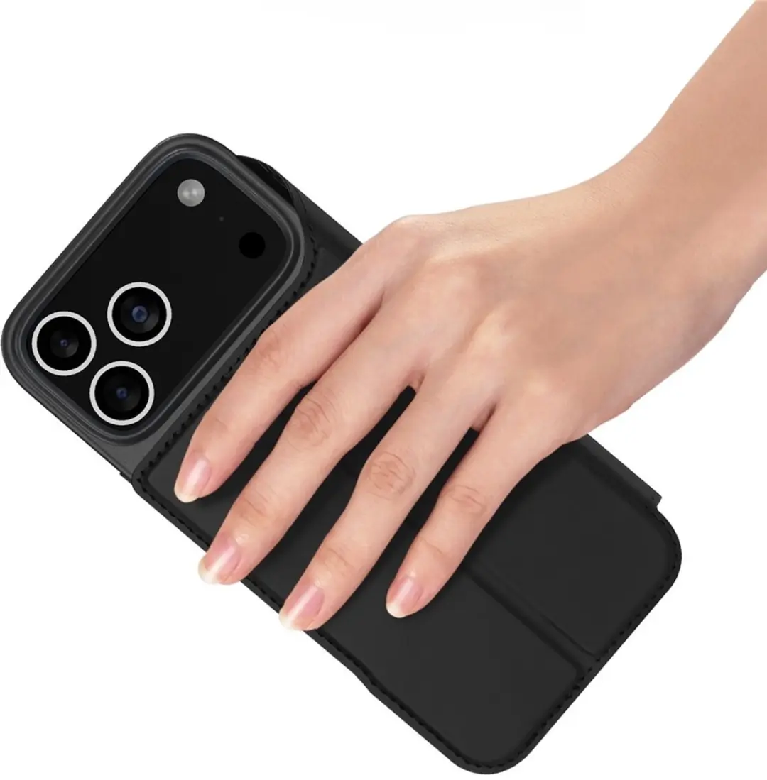 Dux Ducis iPhone 17 Pro Hoesje Slim Bookcase - Zwart
