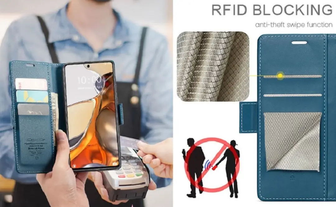 Caseme Wallet Case Xiaomi 11T/11T Pro - RFID Blauw - afbeelding 6 van 6