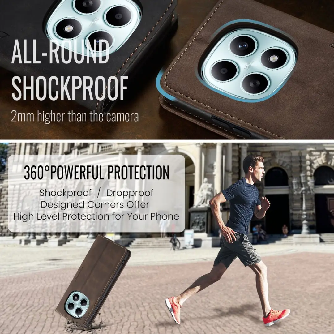 Caseme 013 Book Case Hoesje - Xiaomi Redmi Note 15/Poco M8 - Donkerbruin