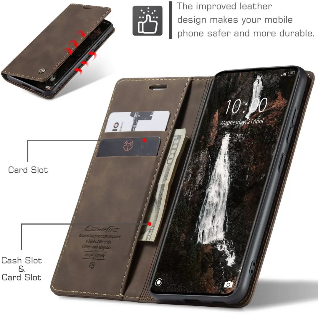 Caseme 013 Book Case Hoesje - Xiaomi Redmi Note 15/Poco M8 - Donkerbruin - afbeelding 6 van 6
