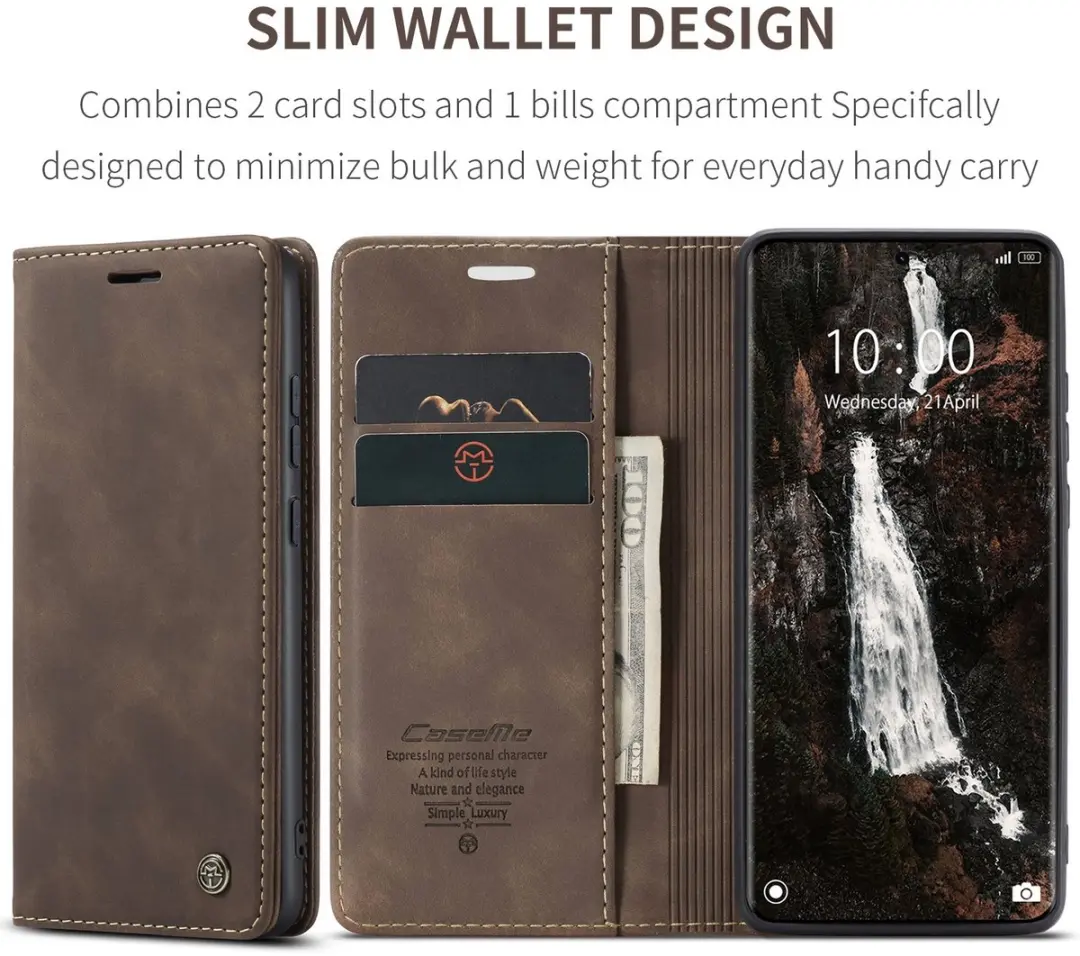 Caseme 013 Book Case Hoesje - Xiaomi Redmi Note 15/Poco M8 - Donkerbruin