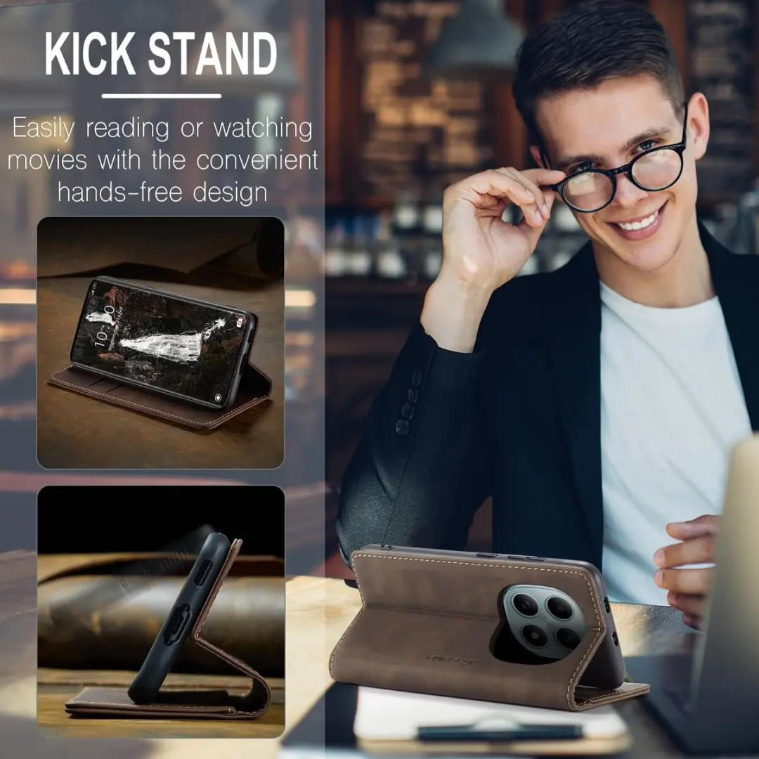 Caseme 013 Book Case Hoesje - Xiaomi Redmi Note 15/Poco M8 - Donkerbruin